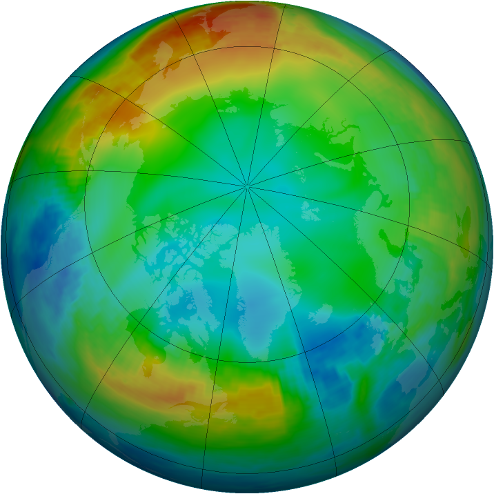 Arctic ozone map for 16 December 1985